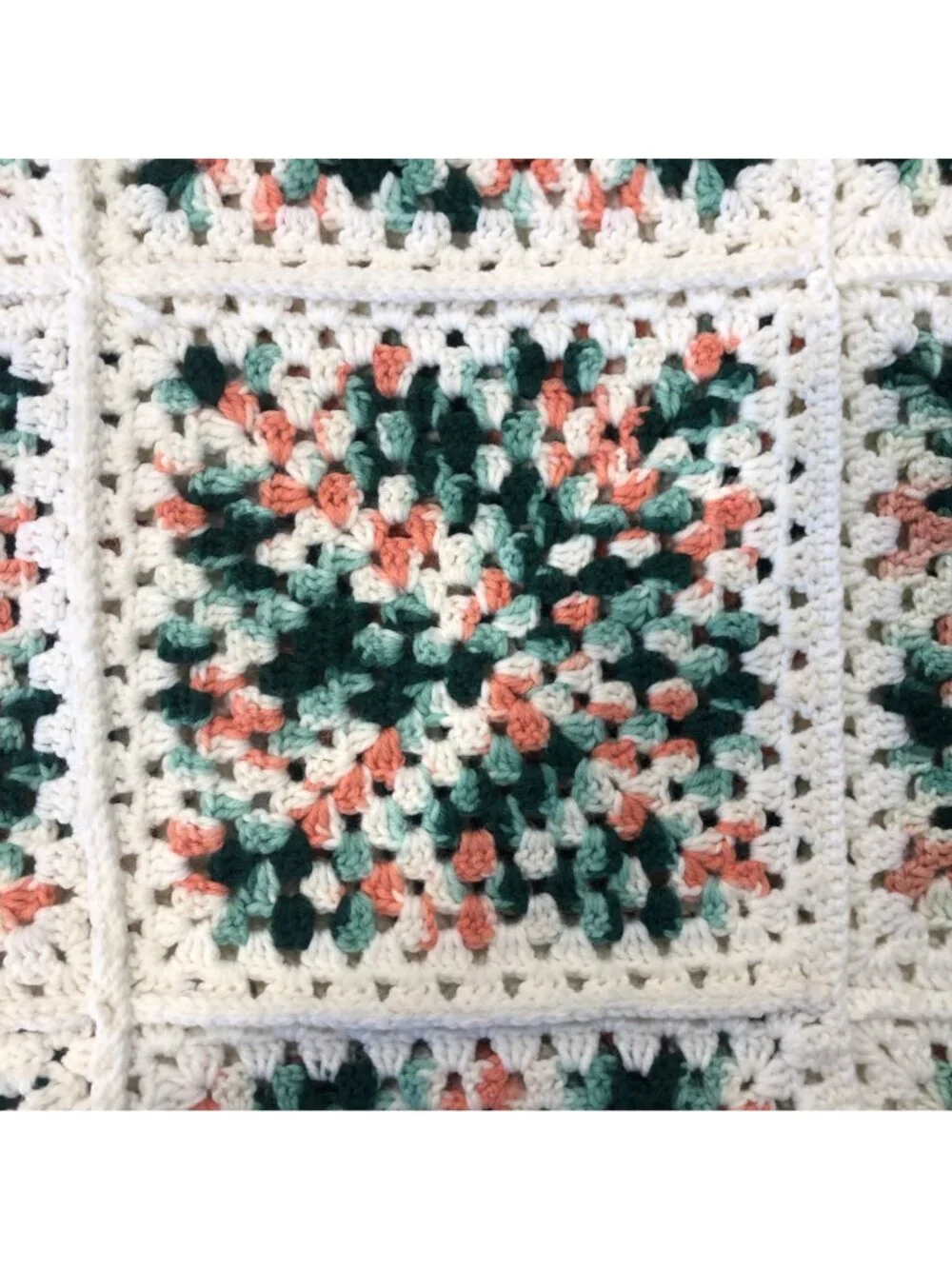 Handmade Granny Square Crochet Blanket Multicolor Throw Cottage Country